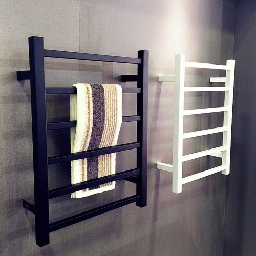  HHQHHQ 6-Bar Heated Towel Rail, Wall Mounted Heated Towel Warmer and Drying Rack, Towel Heater for Home Bathroom, 304 Stainless Steel, Plug-in and Hardwired Optional,Black,2