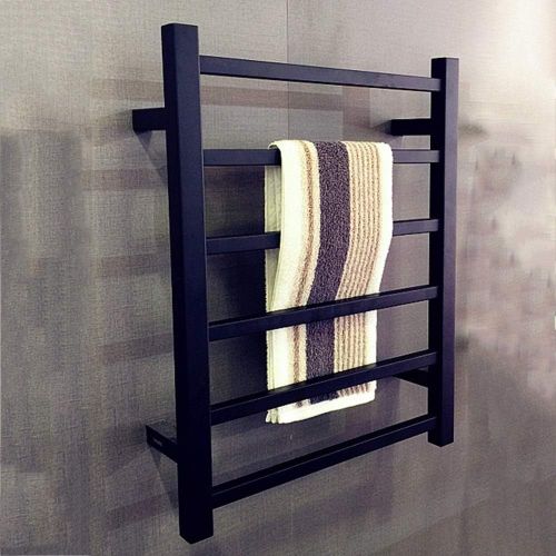  HHQHHQ 6-Bar Heated Towel Rail, Wall Mounted Heated Towel Warmer and Drying Rack, Towel Heater for Home Bathroom, 304 Stainless Steel, Plug-in and Hardwired Optional,Black,2