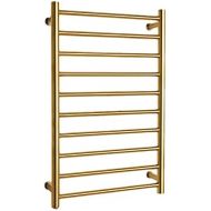 HHQHHQ Towel Warmer and Drying Rack, Towel Warmer Heated Towel Rack, 10-Bars Wall Mounted Electric Towel Warmer, Hard-Wired and Plug-in Optional,Gold,2