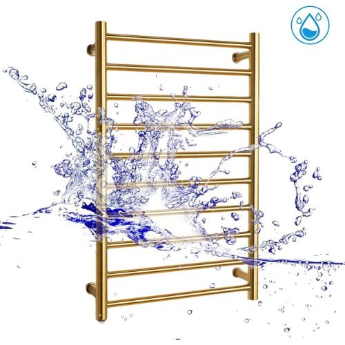  HHQHHQ Towel Warmer and Drying Rack, Towel Warmer Heated Towel Rack, 10-Bars Wall Mounted Electric Towel Warmer, Hard-Wired and Plug-in Optional,Gold,2