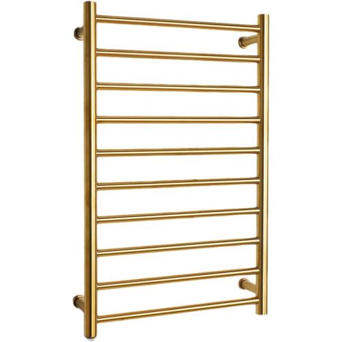  HHQHHQ Towel Warmer and Drying Rack, Towel Warmer Heated Towel Rack, 10-Bars Wall Mounted Electric Towel Warmer, Hard-Wired and Plug-in Optional,Gold,2