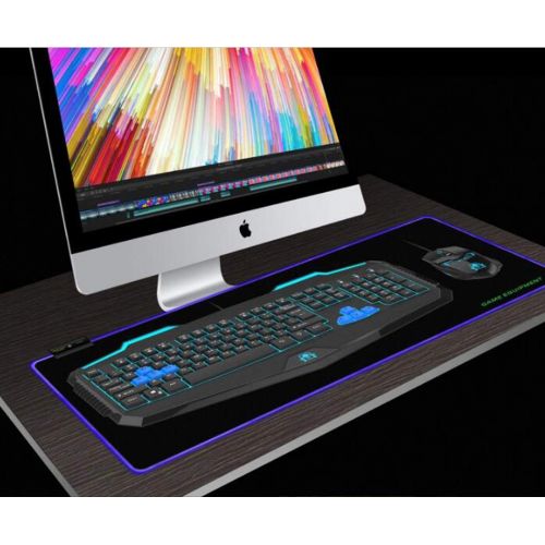  HHRONG Luminous Gaming Mouse pad RGB Full Color 16.8 Million Color Bright Luminous Large Table mat 8003004 (mm) Non-Slip Rubber Base - Extended LED Mouse pad