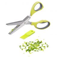 HHXHH Kitchen Scissors 5 Blades Heavy Duty Ultra Sharp Multipurpose Stainless Steel Herb Scissors with Easy Cleaning Comb