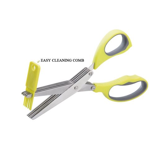 HHXHH Kitchen Scissors 5 Blades Heavy Duty Ultra Sharp Multipurpose Stainless Steel Herb Scissors with Easy Cleaning Comb