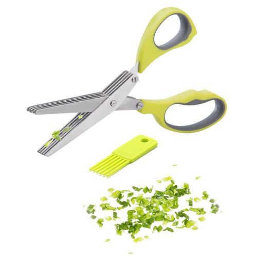  HHXHH Kitchen Scissors 5 Blades Heavy Duty Ultra Sharp Multipurpose Stainless Steel Herb Scissors with Easy Cleaning Comb