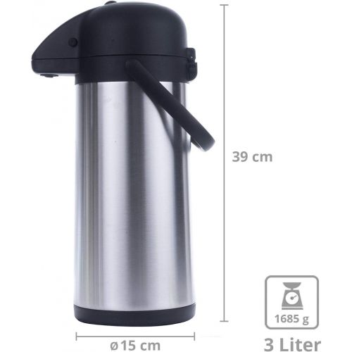  HI Airpot 3,0 L Pumpkanne Isolierkanne Thermo Kanne Kaffeekanne Camping Edelstahl