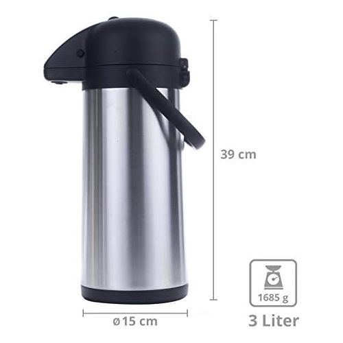  HI Airpot 3,0 L Pumpkanne Isolierkanne Thermo Kanne Kaffeekanne Camping Edelstahl