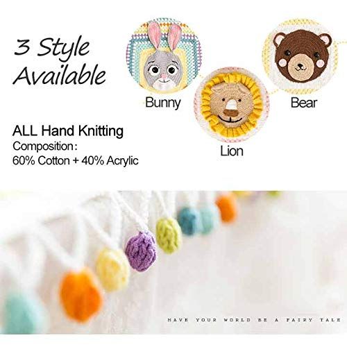  HI BABY MOMENT Baby Swaddle Blankets for Infant All Hand Knitting Organic Cotton, for Boy and Girl Newborn Gift, Toddler Crib Blanket 31x 31 inches, Lion