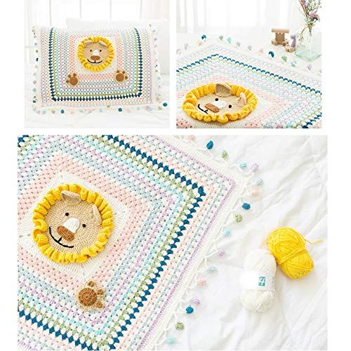  HI BABY MOMENT Baby Swaddle Blankets for Infant All Hand Knitting Organic Cotton, for Boy and Girl Newborn Gift, Toddler Crib Blanket 31x 31 inches, Lion