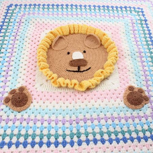 HI BABY MOMENT Baby Swaddle Blankets for Infant All Hand Knitting Organic Cotton, for Boy and Girl Newborn Gift, Toddler Crib Blanket 31x 31 inches, Lion