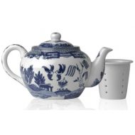 HIC Harold Import Co. 3726 6 Cup 32 oz Blue Willow Teapot, Fine White Porcelain, 32-Ounce