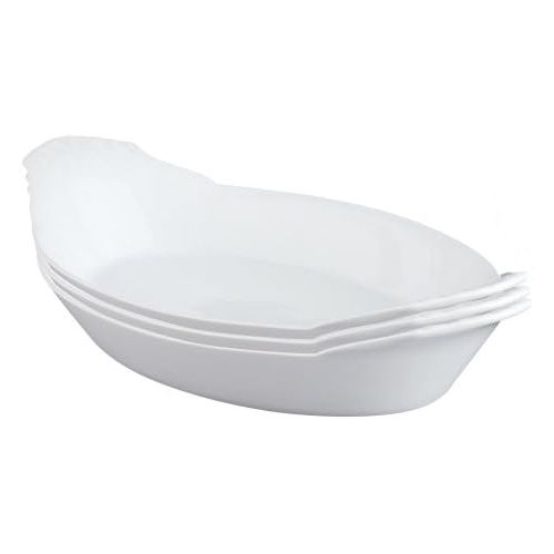  HIC Kitchen HIC Harold Import Co. HIC Porcelain Oval Au Gratin (Set of 3), 1 EA, White