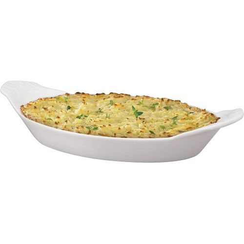  HIC Kitchen HIC Harold Import Co. HIC Porcelain Oval Au Gratin (Set of 3), 1 EA, White