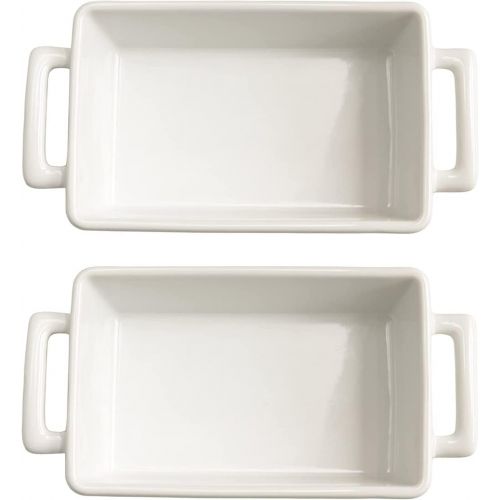  HIC Kitchen HIC Harold Import Co White Porcelain 8.5 x 5.5 Inch Individual Lasagna Pan, Set of 2