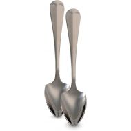 HIC Kitchen HIC Harold Import Co. Grapefruit Dessert Spoons with Pointed Tip and Serrated Edge (Set of 2), 6, Stainless Steel