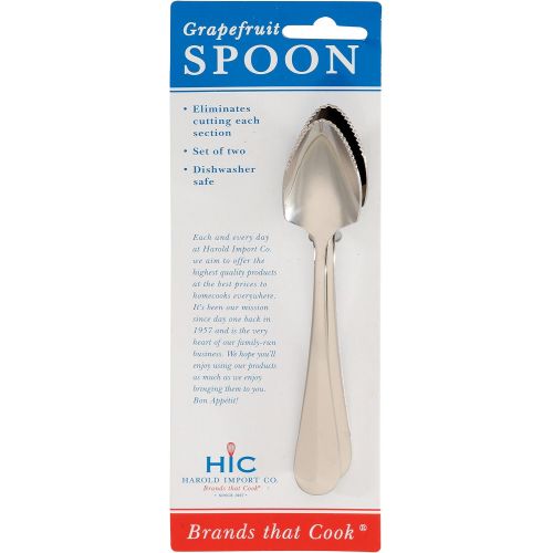  HIC Kitchen HIC Harold Import Co. Grapefruit Dessert Spoons with Pointed Tip and Serrated Edge (Set of 2), 6, Stainless Steel