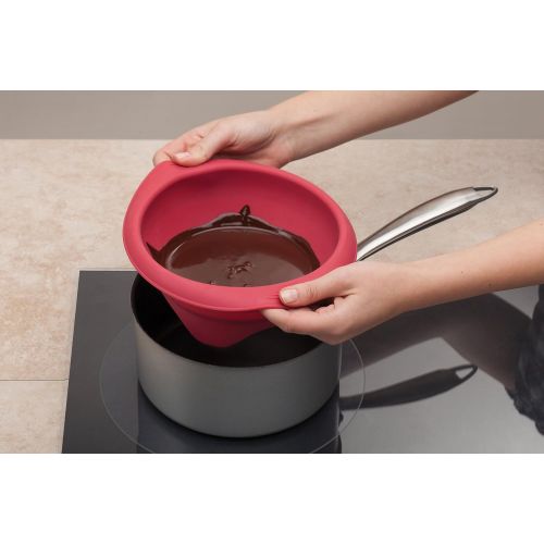  [아마존베스트]HIC Harold Import Co. Rose Levy Beranbaum’s Baking Bowl Double Boiler, European-Grade Silicone, Red, 1.5-Quarts (6-Cups) Capacity