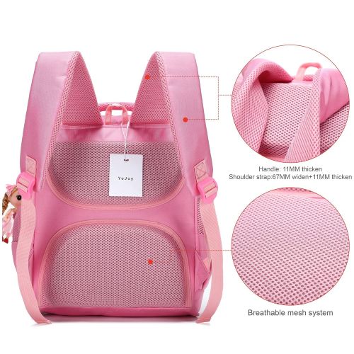  HIDDS Cute Backpacks for Girls Primary Elementary School Animal Cat Face Kids Bookbags (Pink-Small)