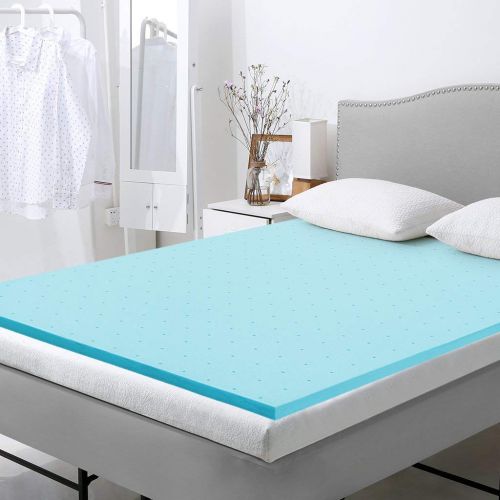  HIFORT Memory Foam Topper Twin 2 Inch, Ventilated Gel Mattress Pad Single Bed Topper