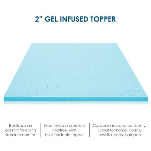  HIFORT Memory Foam Topper Twin 2 Inch, Ventilated Gel Mattress Pad Single Bed Topper