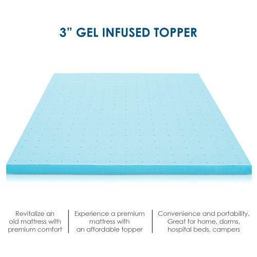  HIFORT Memory Foam Topper Twin 2 Inch, Ventilated Gel Mattress Pad Single Bed Topper