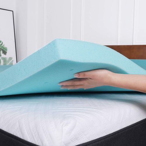  HIFORT Memory Foam Topper Twin 2 Inch, Ventilated Gel Mattress Pad Single Bed Topper