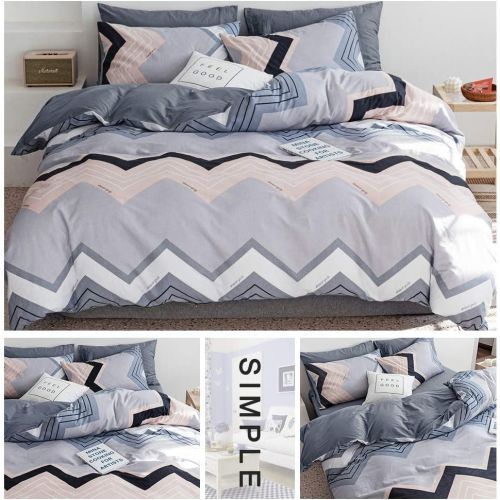  HIGHBUY 100% Natural Washed Cotton Duvet Cover Set Queen Geometric Plaid Pattern Luxury Soft Full Bedding Sets with Zipper Closure 3 Piece Green White Grid Reversible Comforter Cov