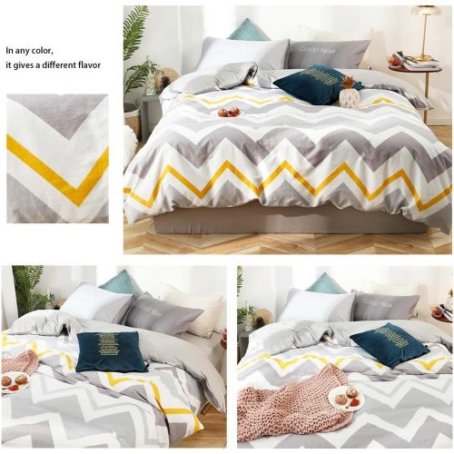  HIGHBUY 100% Natural Washed Cotton Duvet Cover Set Queen Geometric Plaid Pattern Luxury Soft Full Bedding Sets with Zipper Closure 3 Piece Green White Grid Reversible Comforter Cov
