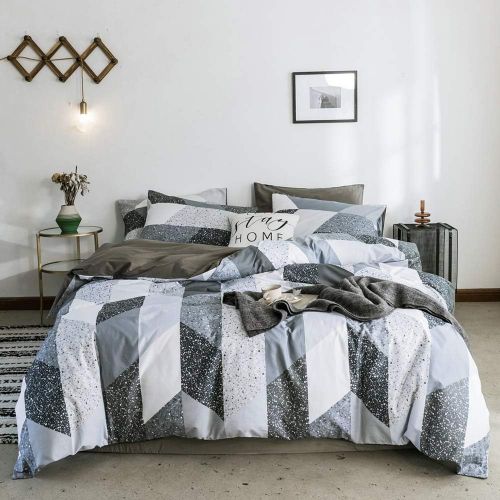  HIGHBUY Luxury Plaid Pattern Flannel Bedding Duvet Cover Set King Soft Cotton Red Grid Printed Comforter Cover King for Boys Men Reversible Modern Checkered Bedding Sets, Lightweig