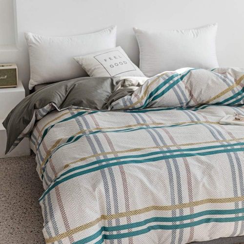  HIGHBUY Luxury Plaid Pattern Flannel Bedding Duvet Cover Set King Soft Cotton Red Grid Printed Comforter Cover King for Boys Men Reversible Modern Checkered Bedding Sets, Lightweig