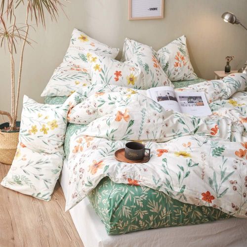  HIGHBUY Lightweight Printed Bedding Duvet Cover Set Full Peach Pink Dark Grey Premium Cotton 3-Pieces Reversible Comforter Quilt Covers Children Soft Cotton Kids Bedding Set Queen,