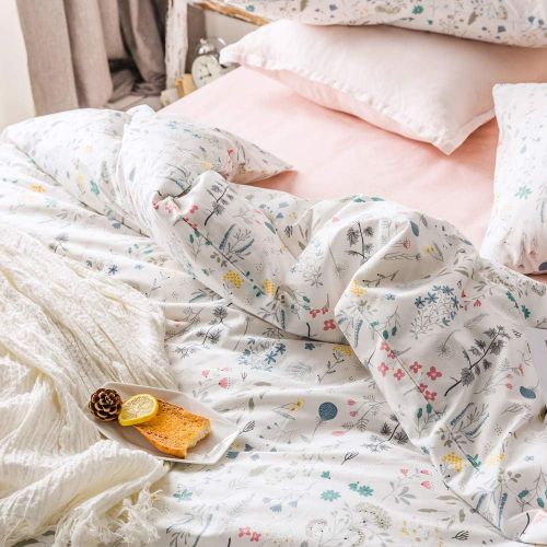  HIGHBUY Lightweight Printed Bedding Duvet Cover Set Full Peach Pink Dark Grey Premium Cotton 3-Pieces Reversible Comforter Quilt Covers Children Soft Cotton Kids Bedding Set Queen,