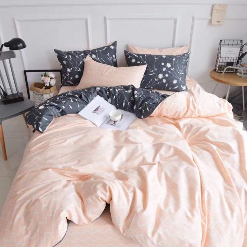  HIGHBUY Lightweight Printed Bedding Duvet Cover Set Full Peach Pink Dark Grey Premium Cotton 3-Pieces Reversible Comforter Quilt Covers Children Soft Cotton Kids Bedding Set Queen,