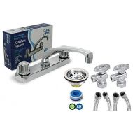 HIGHCRAFT EverFlow Single Handle Kitchen Faucet Complete Kit Gerber Style KFKT17182-20, Compressed Valve Chrome Plated Finish, Lead-Free Construction