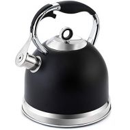 [아마존베스트]HIHUOS Tea Kettle 3 Quart induction Modern Stainless Steel Surgical Whistling Teapot - Pot For Stove Top (Black)
