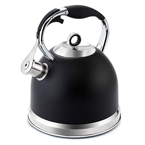  [아마존베스트]HIHUOS Tea Kettle 3 Quart induction Modern Stainless Steel Surgical Whistling Teapot - Pot For Stove Top (Black)