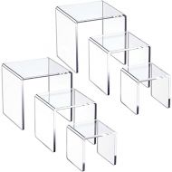 HIIMIEI Clear Acrylic Display Risers 2 Sets, 3-Tier Risers Stands Showcase for Amiibo Funko Pop Figures, Dessert, Jewelry-3
