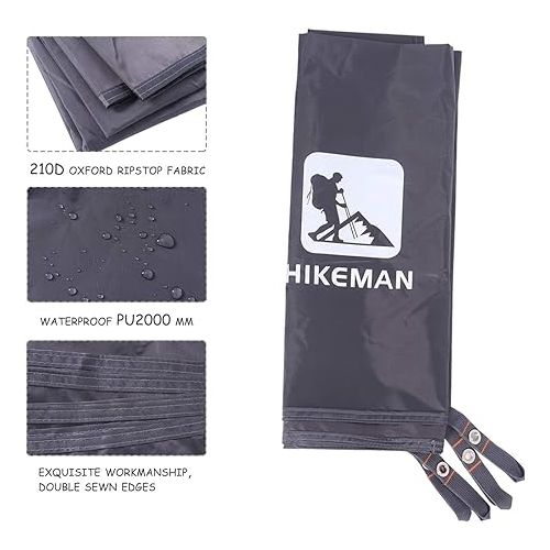  HIKEMAN Waterproof Tent Footprint Camping Tarp - Ultralight Tent Floor Saver,Multifunctional Tents Ground Sheet Mat with 4 Tent Stakes for Camping,Picnic,Hiking,Backpacking,Hammock,Beach