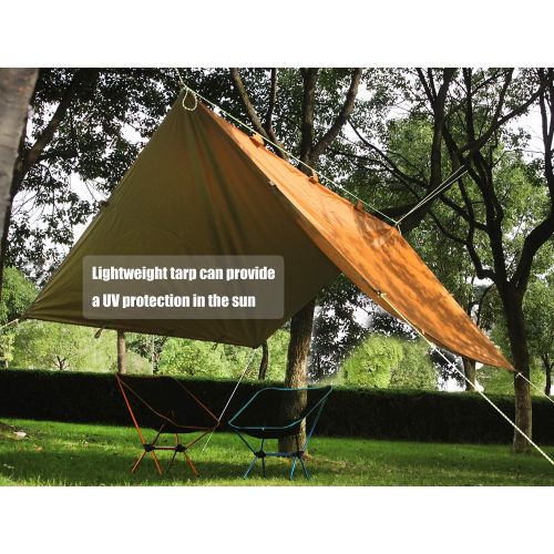  HIKEMAN Waterproof Camping Tent Tarp Hammock Rain Fly - 118”x125”/177”x216”,Lightweight UV Protection Sun Shade Canopy,Multifunctional Footprint for Hiking,Backpacking (Tan 9.8X 10ft)