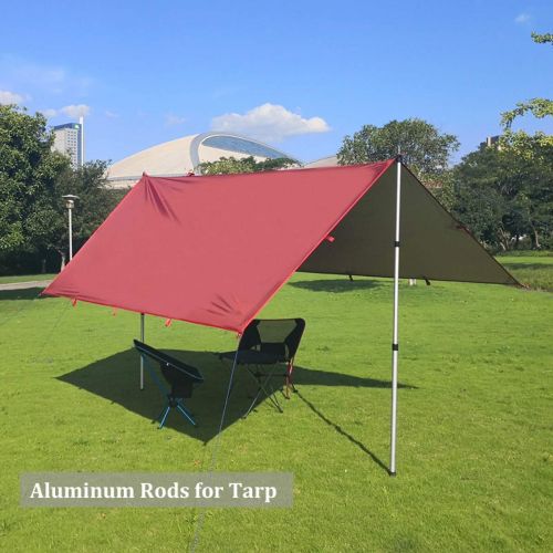  Hikeman Telescoping Tarp Poles Portable Aluminum Tent Poles Replacement Adjustable Car Awning Accessories for Camping Shelter Beach Sun Shade Hammock Rain Fly (Silver 2poles)