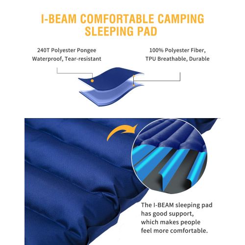  HIKENTURE KingCamp Inflatable Camping Air Mattress with Built-in Pump and Pillow Ultralight Compact Camping Sleeping Pad Backpacking Inflating Sleeping Mat