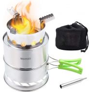 HIKPEED Camping Stove Portable Wood Stove Stainless Steel Folding Backpacking Stove for Outdoor Camp Survival Hiking Picnic with Blow Fire Tube & Carry Bag