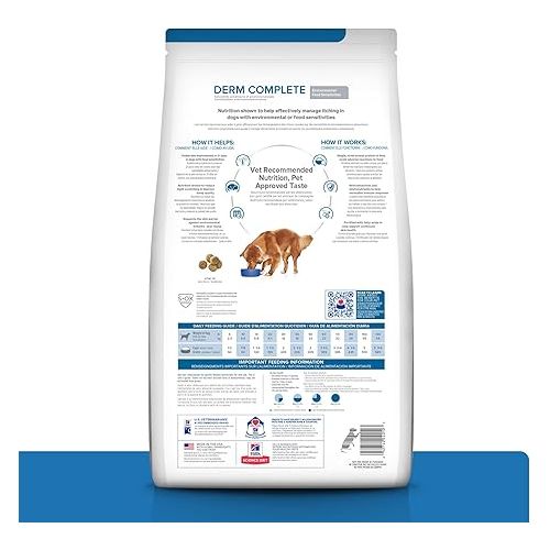  Hill's Prescription Diet Derm Complete Skin & Food Sensitivities Dry Dog Food, Rice & Egg Recipe, Veterinary Diet, 24 lb. Bag