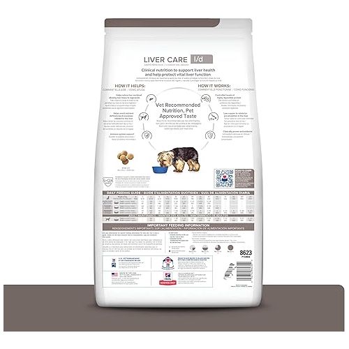  Hill's Prescription Diet l/d Liver Care Chicken Flavor Dry Dog Food, Veterinary Diet, 17.6 lb. Bag, White