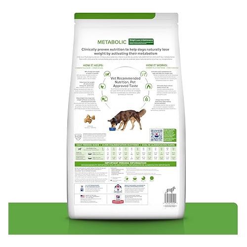  Hill's Prescription Diet Metabolic Weight Management Chicken Flavor Dry Dog Food, Veterinary Diet, 27.5 lb. Bag