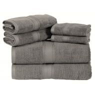 HILLFAIR 6 Pack Cotton Bath Towels Set- 600 GSM 100% Combed Cotton Bath Towel Set- 28x56 Oversized Extra Large Bath Towels- Absorbent, Hotel Spa Bath Towels Set- Cotton Natural Gre