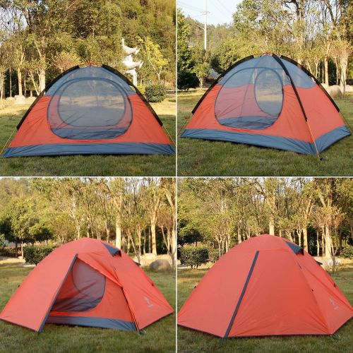  HILLMAN 3-4 Season 2 3 Person Lightweight Backpacking Tent Windproof Camping Tent Awning Family Tent Two Doors Double Layer with Aluminum rods for Outdoor Camping Family Beach Hunting Hiki