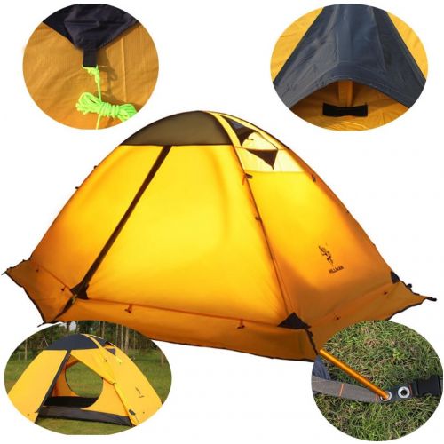  HILLMAN 3-4 Season 2 3 Person Lightweight Backpacking Tent Windproof Camping Tent Awning Family Tent Two Doors Double Layer with Aluminum rods for Outdoor Camping Family Beach Hunting Hiki