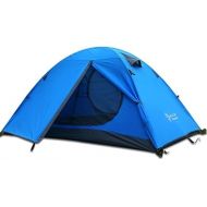 HILLMAN 3-4 Season 2 3 Person Lightweight Backpacking Tent Windproof Camping Tent Awning Family Tent Two Doors Double Layer for Outdoor Camping Family Beach Hunting Hiking Travel (Blue-3 M