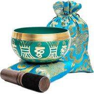 Tibetan Singing Bowl Set - Authentic Handcrafted Mindfulness Meditation Holistic Sound 7 Chakra Healing by Himalayan Bazaar (Turquoise)